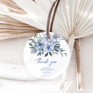 Étiquettes Cadeau Douche de mariage florale bleue poussiéreuse à l'a