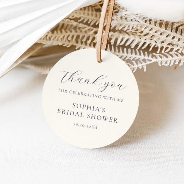 Étiquettes Cadeau Douche de mariée Dusty Blue Cream Floral (Créateur téléchargé)