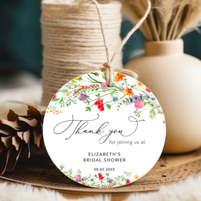 Étiquettes Cadeau Douche fleur sauvage fleurie colorée (Créateur téléchargé)