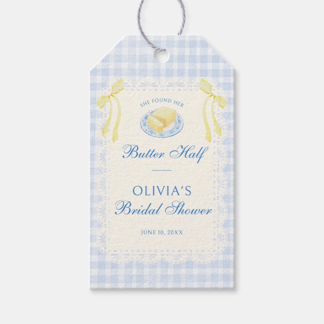 Étiquettes-cadeau Douche Mariage de la Moitié de Beurre  (Devant)