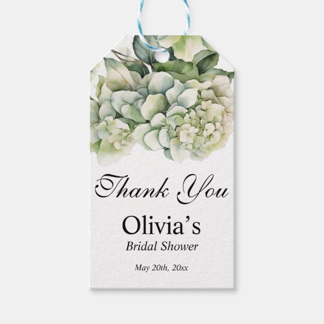 Étiquettes-cadeau Douche nuptiale fleurie d'aquarelle blanche (Devant)