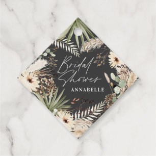 Étiquettes Cadeau Douche nuptiale merci pampas moderne herbe feuilla