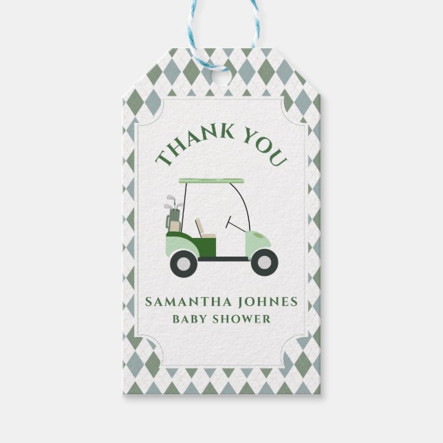 Étiquettes-cadeau Douche pour bébé de golf moderne (Devant)