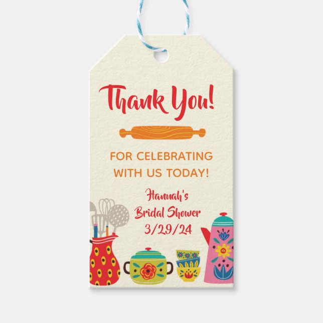 Étiquettes-cadeau Douchez pour la cuisine de mariage (Devant)