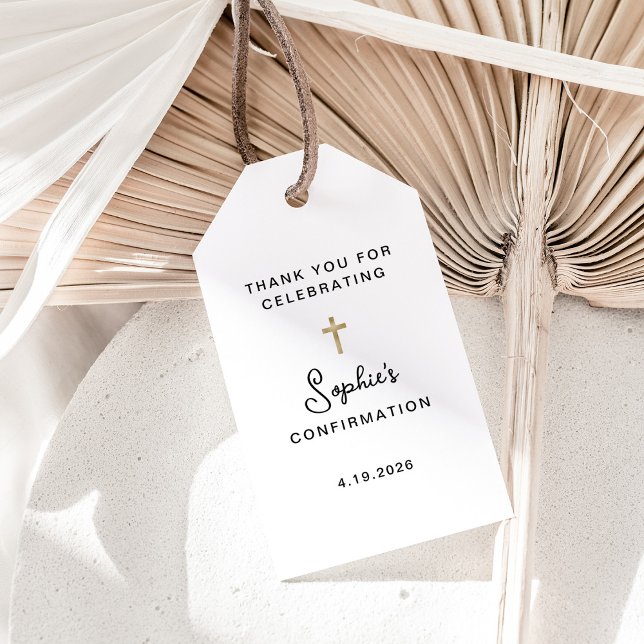 Étiquettes-cadeau Doux et Simple | Confirmation Croix d'Or (Créateur téléchargé)