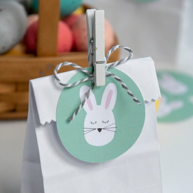Étiquettes Cadeau Doux Lapin de Pâques Vert Menthe Cadeau Joyeuses P (Créateur téléchargé)