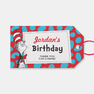 Étiquettes-cadeau Dr. Seuss Chat dans la fête d'anniversaire Casquet