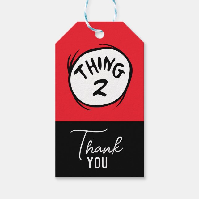 Étiquettes-cadeau Dr Seuss | Chose personnalisée Une chose deux (Devant)