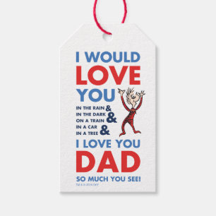 Étiquettes-cadeau Dr. Seuss Je t'aime papa tellement que tu vois
