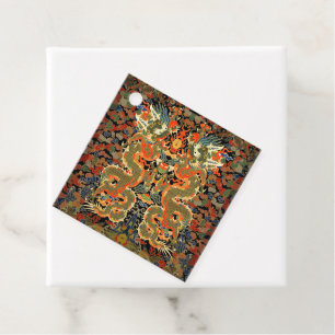 Étiquettes Cadeau Dragon asiatique chinois Art coloré
