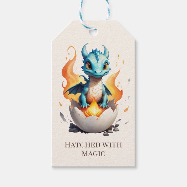 Étiquettes-cadeau Dragon Bébé Né de la Magie (Devant)
