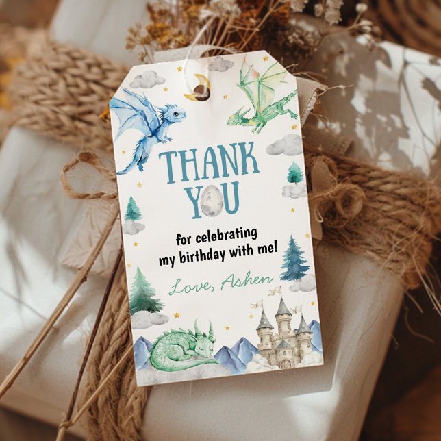 Étiquettes-cadeau Dragon Boy Birthday Thank You (Créateur téléchargé)