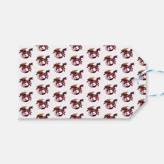 Étiquettes-cadeau Dragon Fantastique Rouge Rubis Légendaire Blanc
