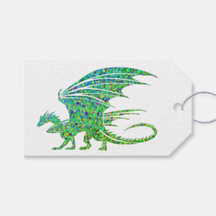 Étiquettes-cadeau Dragon vert de mosaïque Extraordinaire