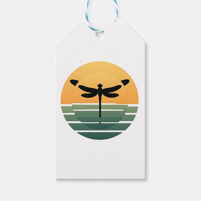Étiquettes-cadeau Dragonfly Retro (4) (Devant)
