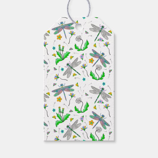 Étiquettes-cadeau Dragonlies et Dandelions de et vers (Devant)