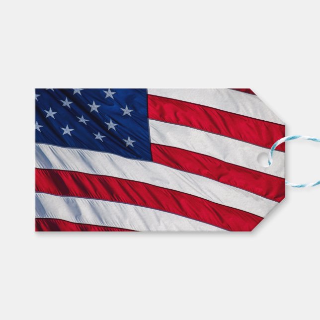 Étiquettes-cadeau Drapeau américain (Devant (Horizontal))