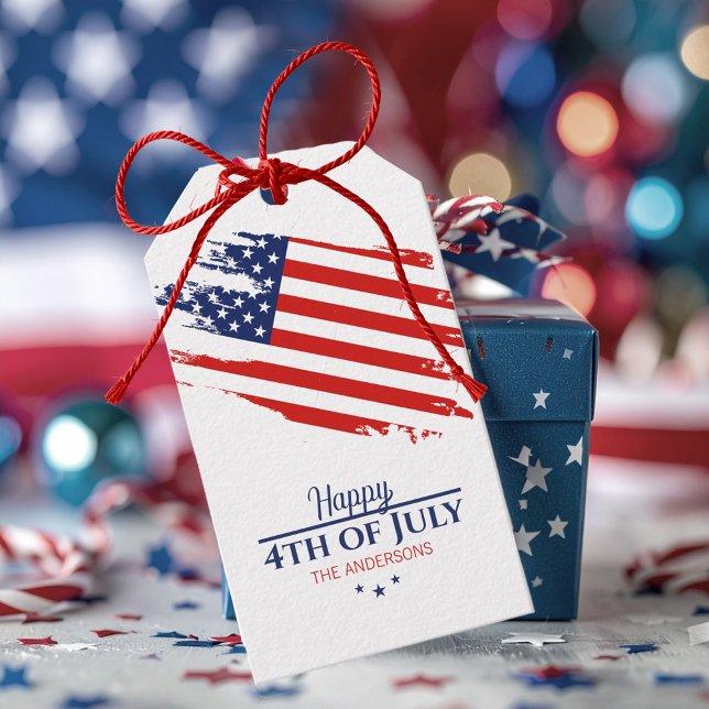 Étiquettes-cadeau Drapeau américain Grunge Joyeux 4 juillet ID1104 (Créateur téléchargé)