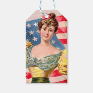 Étiquettes-cadeau Drapeau américain Lady Liberty Independence