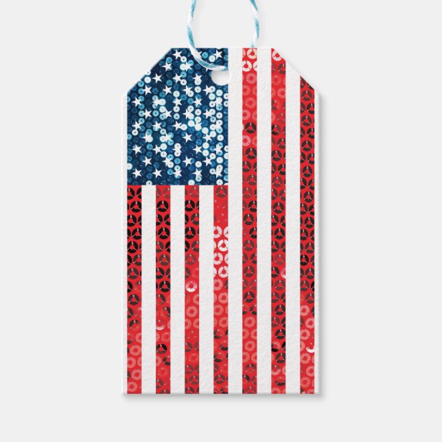 Étiquettes-cadeau drapeau américain vertical (Devant)