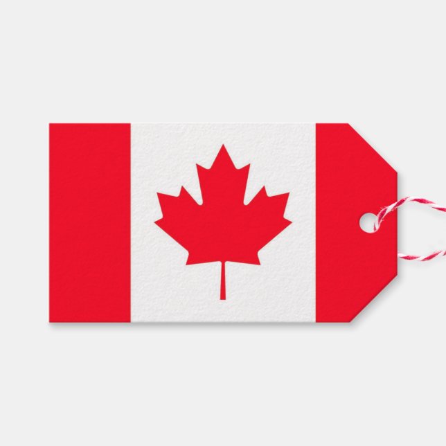 Étiquettes-cadeau Drapeau canadien. CANADA. (Devant (Horizontal))