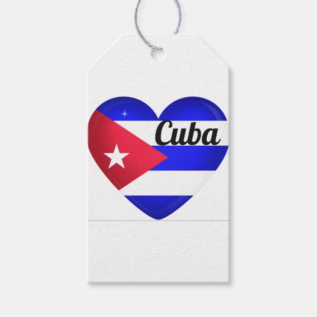 Étiquettes-cadeau Drapeau Cuba Cœur (Devant)