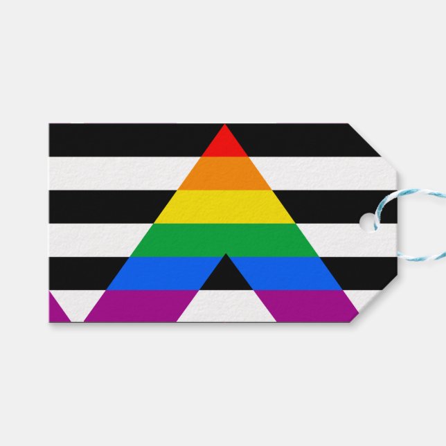 Étiquettes-cadeau Drapeau d'allié LGBTQ+ (Devant (Horizontal))