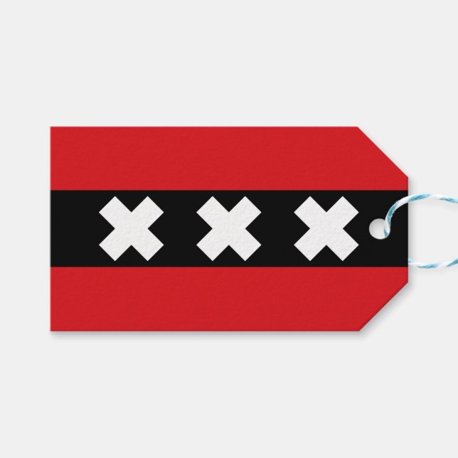 Étiquettes-cadeau Drapeau d'Amsterdam (Devant (Horizontal))