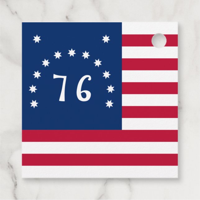Étiquettes Cadeau Drapeau de champ de bataille américain de 1776 Ban (Dos)
