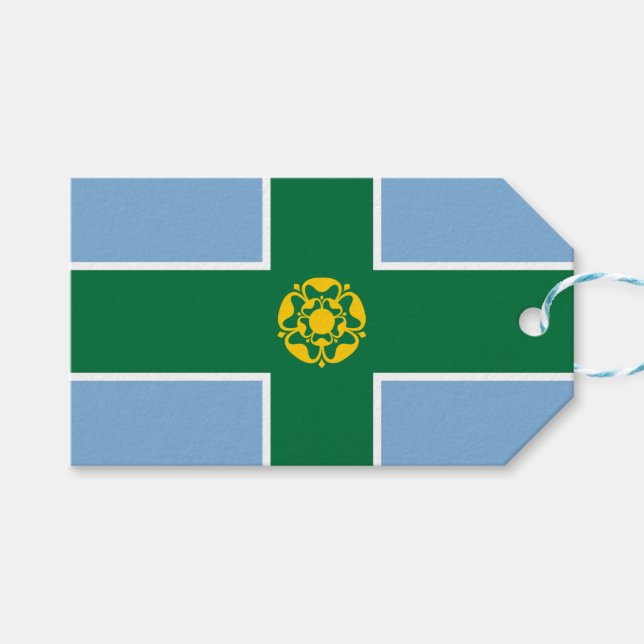 Étiquettes-cadeau Drapeau de Derbyshire (Comté d'Angleterre, Royaume (Devant (Horizontal))