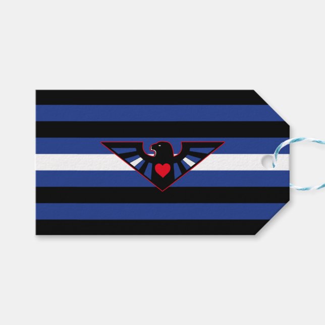 Étiquettes-cadeau Drapeau de fierté d'aigle en cuir (Devant (Horizontal))