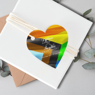 Étiquettes Cadeau Drapeau de fierté de mariage gay Typographie