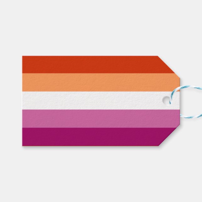 Étiquettes-cadeau Drapeau de fierté lesbienne (5 bandes) (Devant (Horizontal))