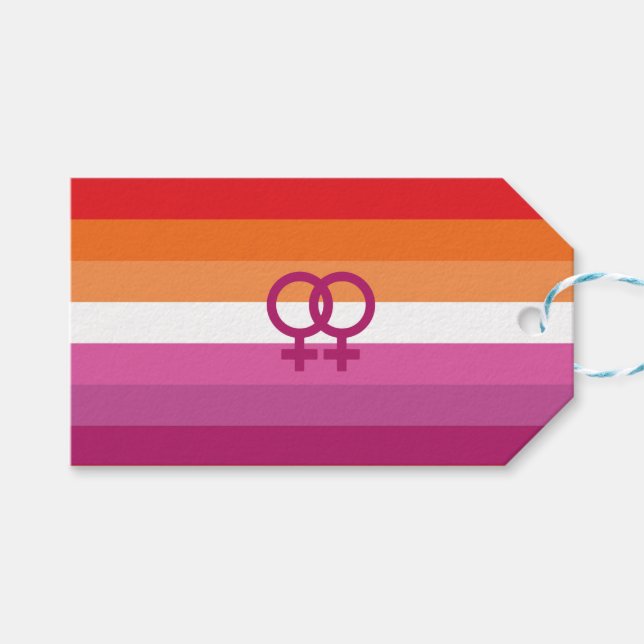 Étiquettes-cadeau Drapeau de la fierté lesbienne WLW (Devant (Horizontal))