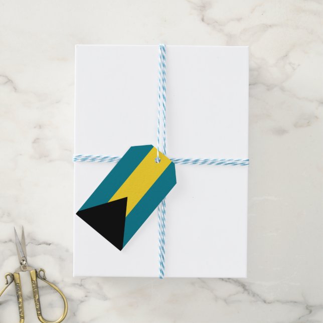 Étiquettes-cadeau Drapeau des îles Bahamas Anniversaire (Avec de laficelle)