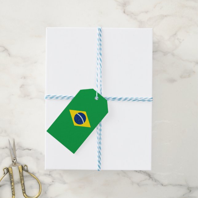 Étiquettes-cadeau Drapeau du Brésil (Avec de laficelle)