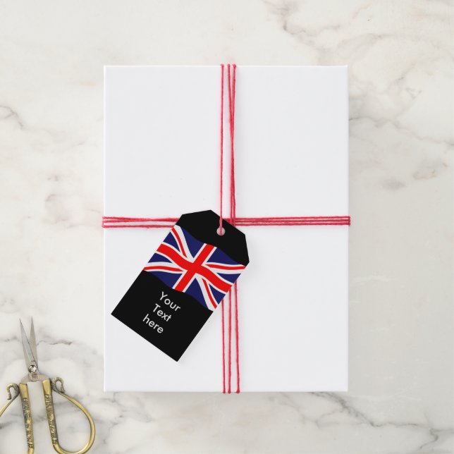 Étiquettes-cadeau Drapeau du Royaume-Uni + vos idées (Avec de la ficelle)