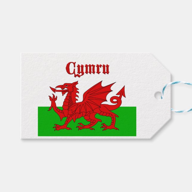Étiquettes-cadeau Drapeau gallois Cymru (Devant (Horizontal))