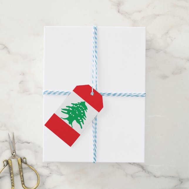 Étiquettes-cadeau Drapeau libanais (Avec de laficelle)