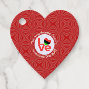 Étiquettes Cadeau Drapeau LOVE Lettres Rouges Afro-Américain Personn
