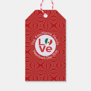 Étiquettes-cadeau Drapeau Mexicain Rouge AMOUR