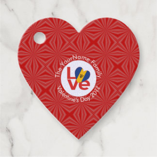 Étiquettes Cadeau Drapeau Rouge Amour Barbadien Personnalisé