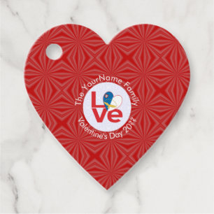 Étiquettes Cadeau Drapeau ROUGE de l'amour des Açores Personnalisé