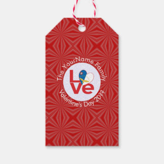 Étiquettes-cadeau Drapeau ROUGE de l'amour personnalisé des Açores