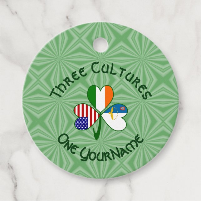 Étiquettes Cadeau Drapeau Shamrock irlandais (Devant)