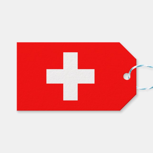 Étiquettes-cadeau Drapeau suisse (Suisse) (Devant (Horizontal))
