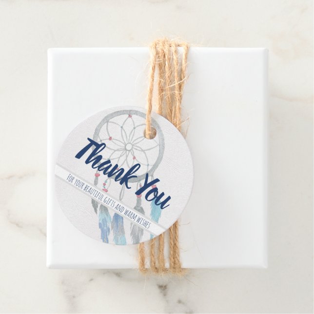 Étiquettes Cadeau Dreamcatcher Boho Baby shower Merci (En situation)
