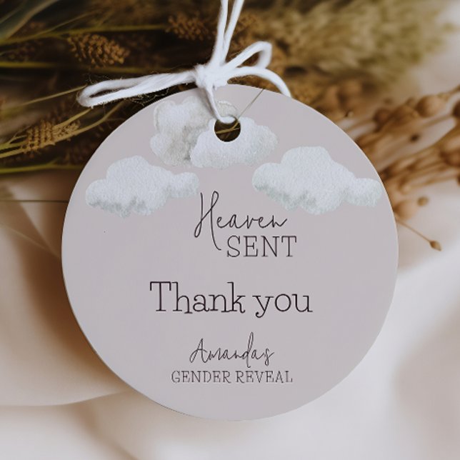 Étiquettes Cadeau Dreamy Beige Neutral Ciel Envoyé Genre Révélation (Créateur téléchargé)