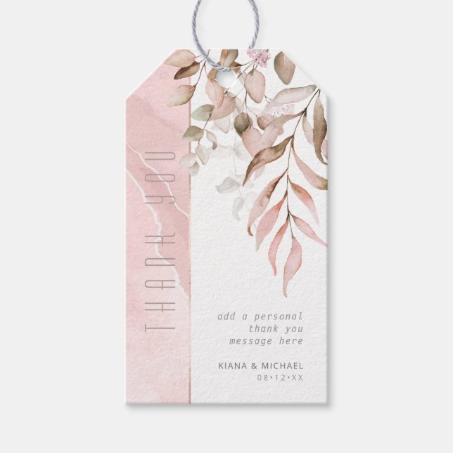 Étiquettes-cadeau Dreamy Foliage Merci V2 Blush Pink ID817 (Devant)