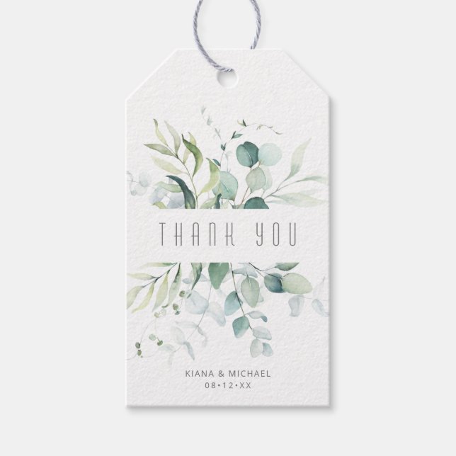 Étiquettes-cadeau Dreamy Green Merci V1 Green/Blue ID817 (Devant)